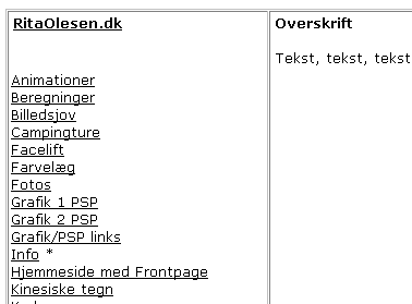Den inkluderede side med menuen er nu med p� siden