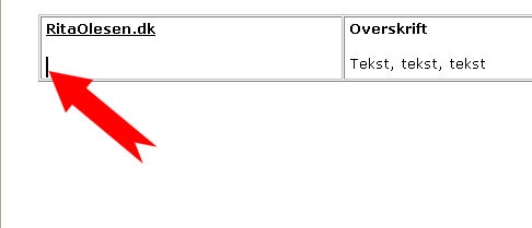 Placer cursoren hvor menuen skal v�re
