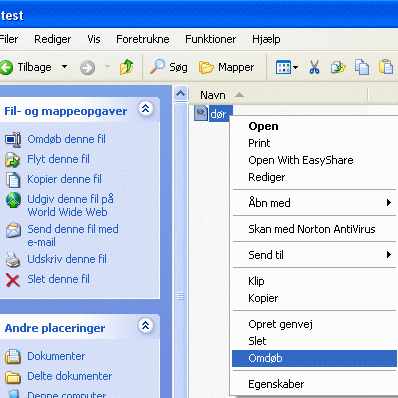 H�jreklik p� et billede og v�lg Omd�b