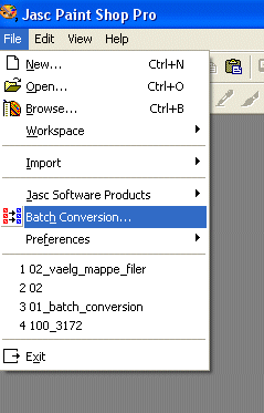 Klik på: File/ Batch conversion