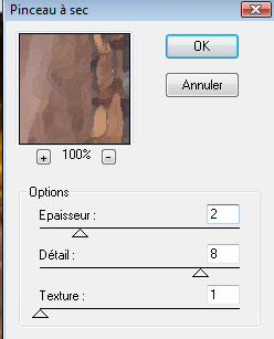 Indstilling for 'Pinceau a sec'