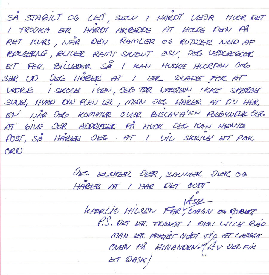 Brev til b�rnene - sendt 11. august 2000