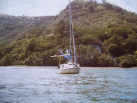 Trojka efter 35 d�gn p� Stillehavet. Papete, Tahiti.